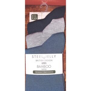 Steel & Jelly 3-PK Bamboo Socks Men's Breathable Anti-Odor Sweat-Wicking US 7-12